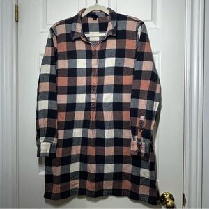 Patagonia Organic Cotton Plaid Fjord Dress- Navy and Peach Size Medium